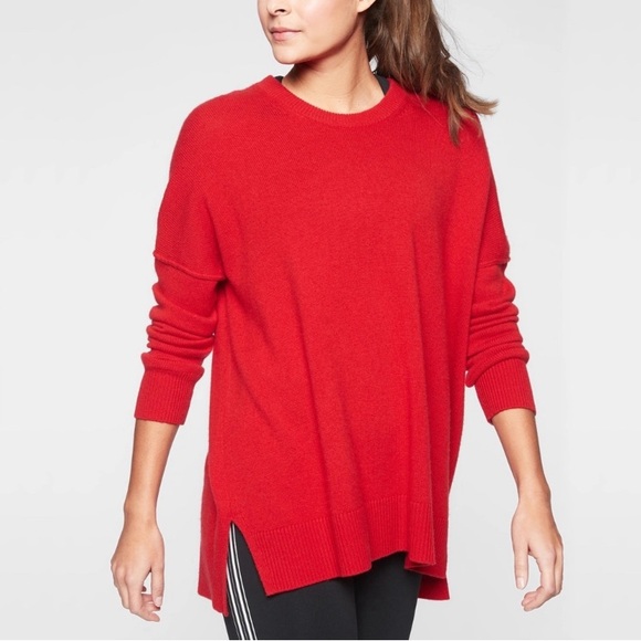 Athleta Perspective Wool Cashmere Crew in Radiant Red - Picture 1 of 3